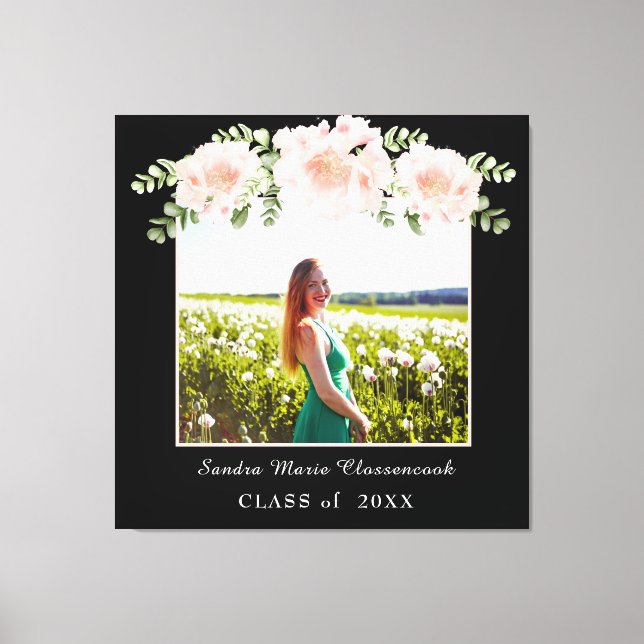 Lienzo Moderna, clase de graduación floral de flores rosa (Anverso)