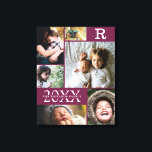 Lienzo Moderna familia de bloques de color de Borgoña 6 C<br><div class="desc">Moderno Collage de fotos Borgoña Color Block Family 6 - con apellido familiar personalizado, año y carta inicial, todo ello organizado en un elegante diseño de rejilla. Este diseño moderno y elegante muestra 6 de tus propias imágenes con gusto. Disponible en varias coloridas para adaptarse a la decoración de las...</div>