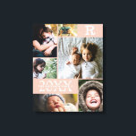 Lienzo Moderna familia de bloques de color Rubor 6 Collag<br><div class="desc">Moderno Collage de fotos Rubor Pink Color Block Family 6 - con apellido familiar personalizado, año y carta inicial, todo ello organizado en un elegante diseño de rejilla. Este diseño moderno y elegante muestra 6 de tus propias imágenes con gusto. Disponible en varias coloridas para adaptarse a la decoración de...</div>