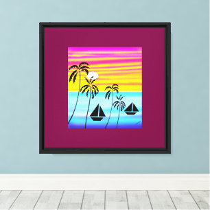 Lienzo Moderna navegación tropical por atardecer