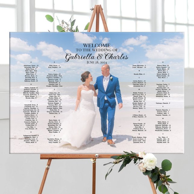 Lienzo Moderna tabla de asientos boda con foto, elegante (Subido por el creador)