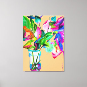 Lienzo Moderna y colorida vida floral acuarela Art