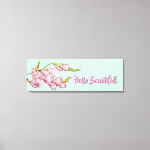 Lienzo Modernas flores de cerezo Mint Green Hola Hermoso!