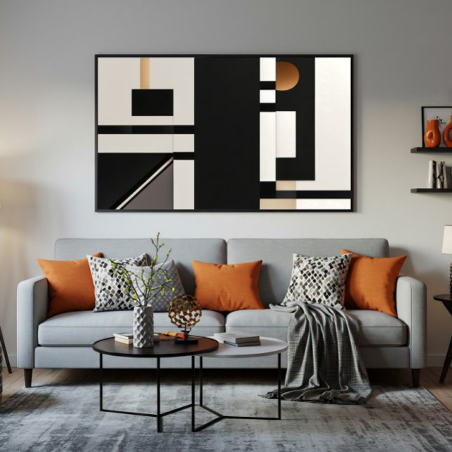 Lienzo Moderno Abstracto Geométrico Negro y Dorado (Subido por el creador)