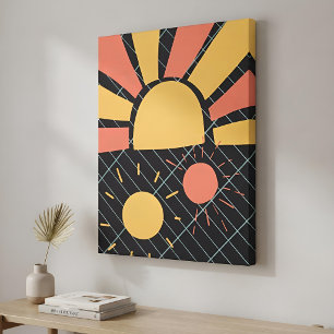 Lienzo Moderno Abstracto Geométrico Sol Vibrante Minimali