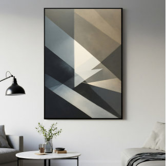 Lienzo Moderno Abstracto Neutro Gris Beige