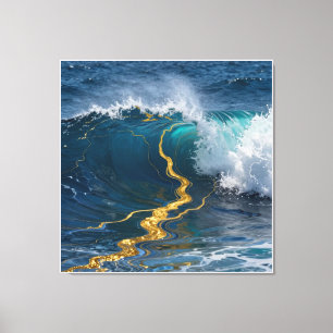 Lienzo Moderno Abstracto Oceánico -Lienzo Costero Turques