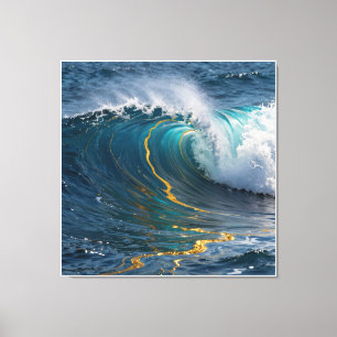 Lienzo Moderno Abstracto Oceánico -Lienzo Costero Turques