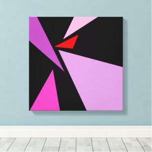 Lienzo Moderno Abstracto Simple Geométrico Rojo Rosa Negr