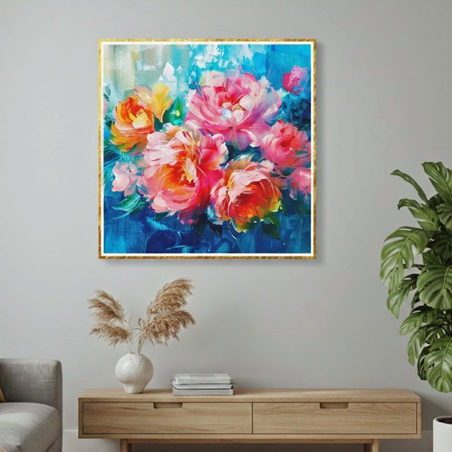 Lienzo Moderno floral abstracto rosa – Marco texturizado  (Subido por el creador)