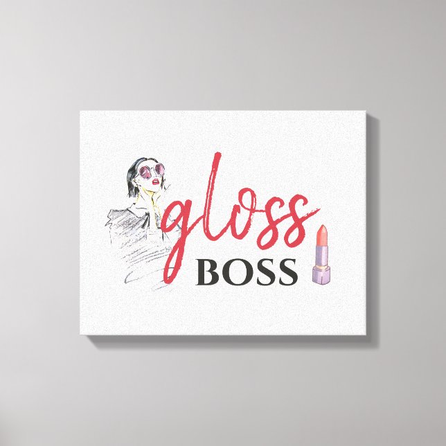 Lienzo Moderno Gloss Boss Chica Black Red Funny Art (Anverso)