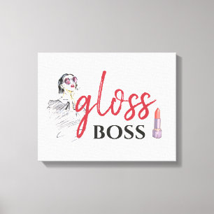 Lienzo Moderno Gloss Boss Chica Black Red Funny Art