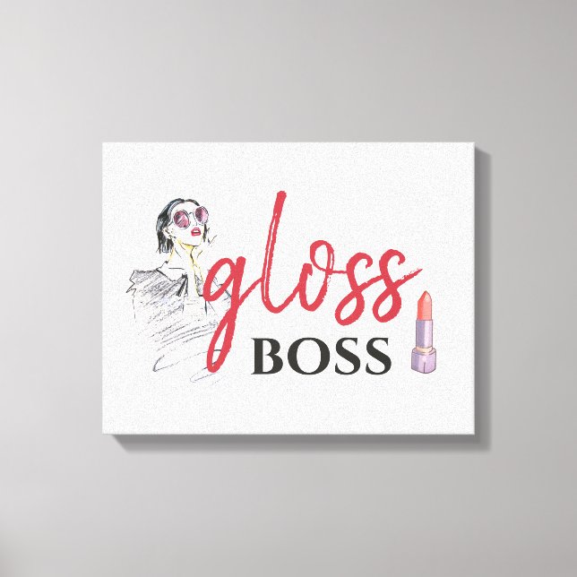 Lienzo Moderno Gloss Boss Chica Black Red Funny Art (Anverso)