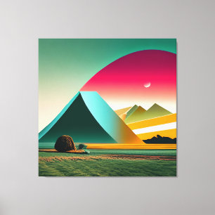 Lienzo Moderno Resumen Apariencia Geométrica de Paisaje V