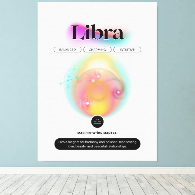 Lienzo Moderno Rótulo Zodiac Libra Cotización Elemento Ai (Insitu (piso de madera))