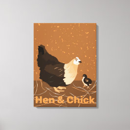 Lienzo Moderno Sandy-naranja Hen & Chick Kitchen