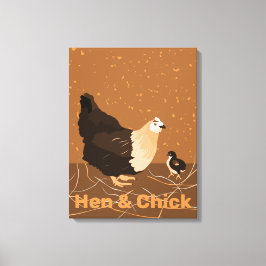 Lienzo Moderno Sandy-naranja Hen & Chick Kitchen
