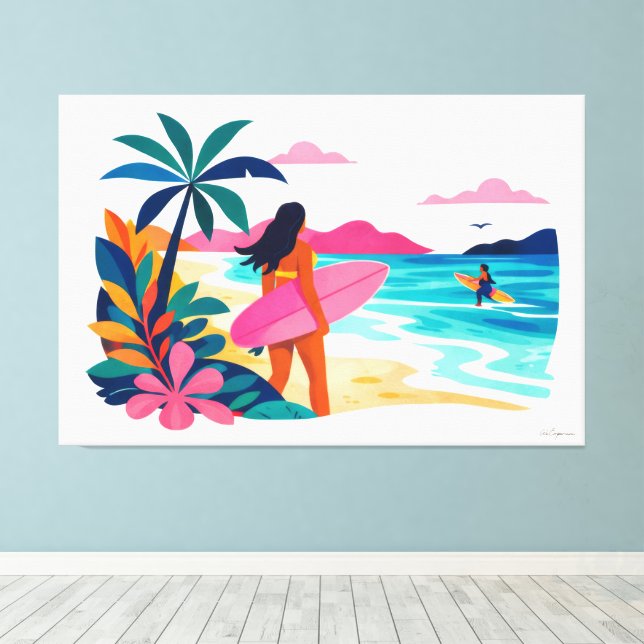 Lienzo Moderno surf tropical retro 03 (Insitu (piso de madera))