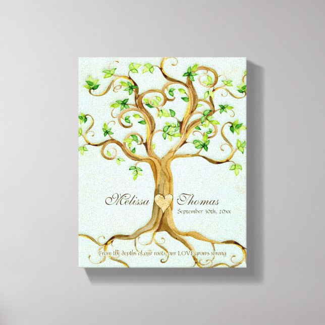 Lienzo Moderno Swirl Tree Roots Leaf Antique Parchment (Anverso)