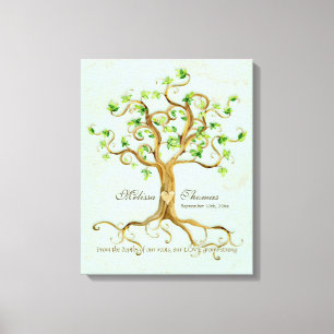 Lienzo Moderno Swirl Tree Roots Leaf Antique Parchment
