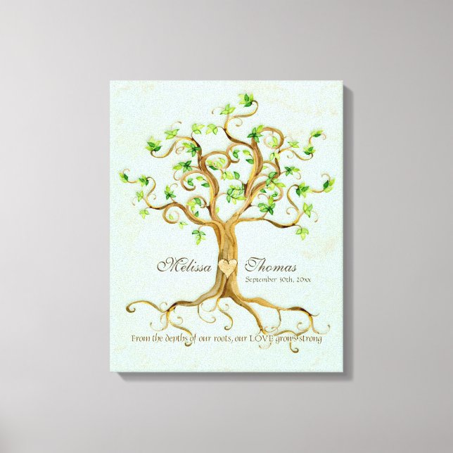 Lienzo Moderno Swirl Tree Roots Leaf Antique Parchment (Anverso)