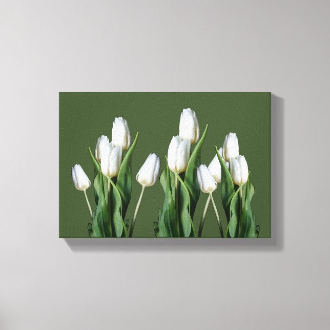 Lienzo Moderno tulipán blanco floral bello verde (Anverso)