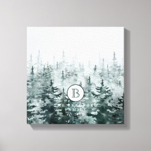 Lienzo Moderno y elegante monograma de Personalizado verd