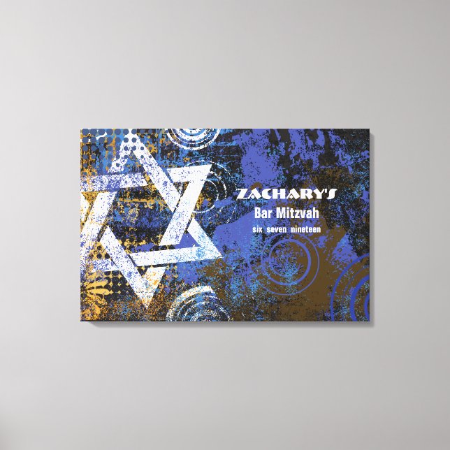 Lienzo Mogen David Star Bar Mitzvah Rótulo A Bordo (Anverso)