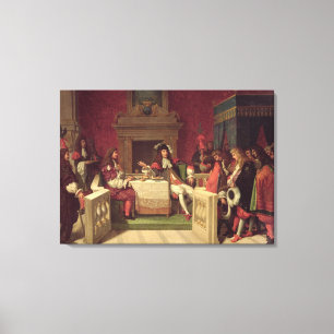 Lienzo Moliere que cena con Louis XIV 1857
