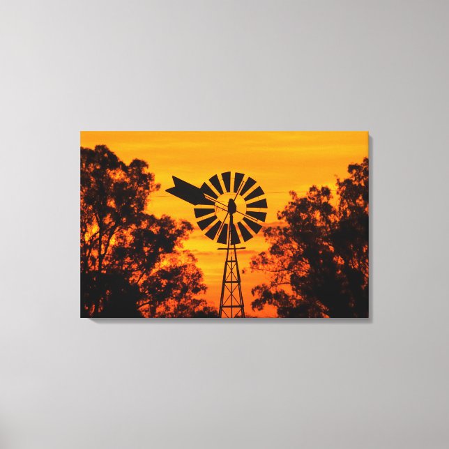 Lienzo Molino de viento al atardecer, Australia (Anverso)