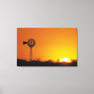 Lienzo Molino de viento al atardecer, Sinton, Texas, EE.
