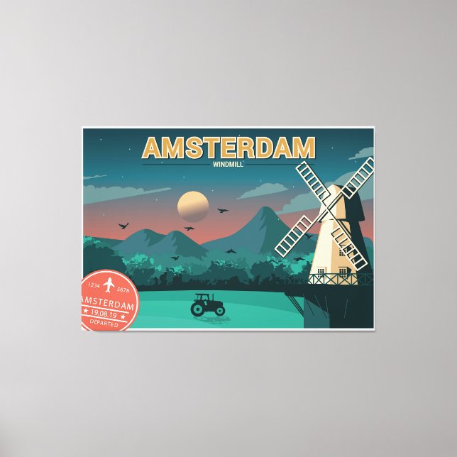 Lienzo Molino de viento de Amsterdam (Anverso)