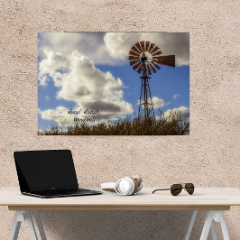Lienzo Molino de viento de rancho rural panorámico en lie