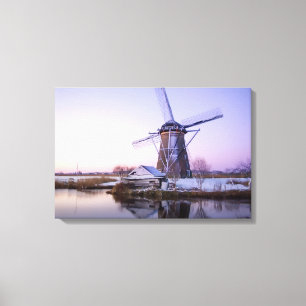 Lienzo Molino de viento durante el amanecer, Holanda en i