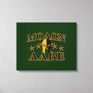 Lienzo Molon Labe Guerrero Espartano 5 estrellas verde