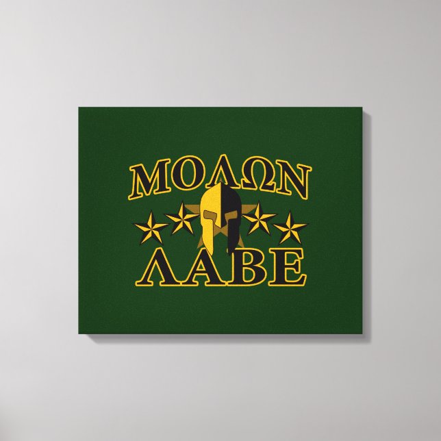 Lienzo Molon Labe Guerrero Espartano 5 estrellas verde (Anverso)