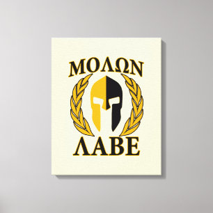 Lienzo Molon Labe Mascara Espartana Laureles Beige Accent