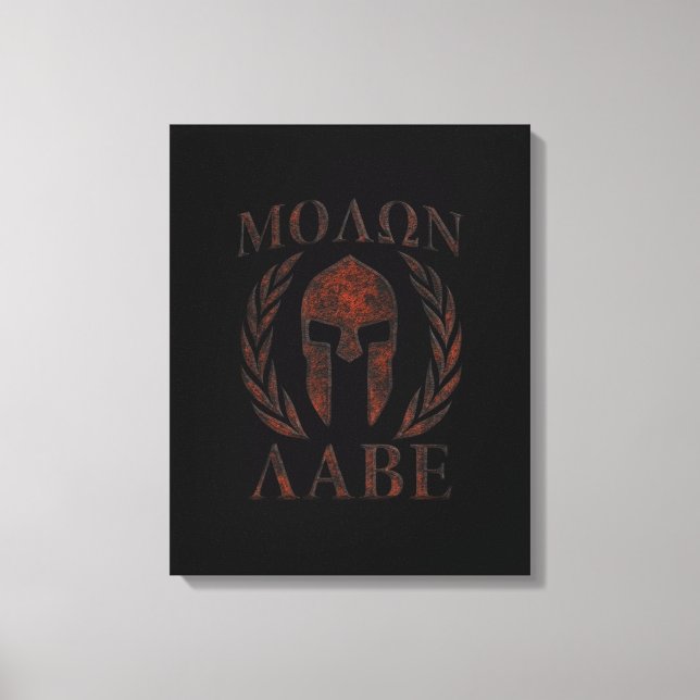 Lienzo Molon Labe Spartan Warrior Mask Laurels Iron (Anverso)