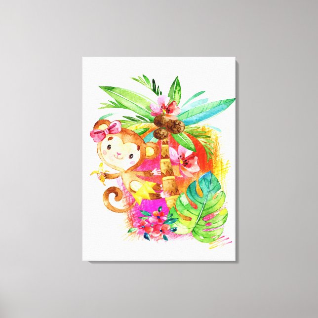 Lienzo Mona de niña linda trepando árbol (Anverso)