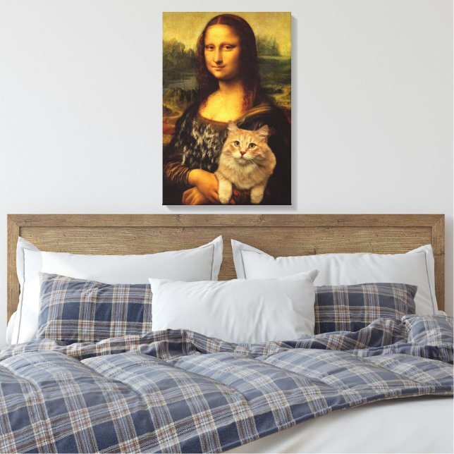 Lienzo Mona Lisa con su gato Amantes de mascotas (piel de (Insitu(Dormitorio))