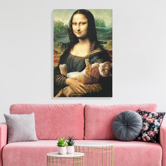 Lienzo Mona Lisa con su gato Leonardo da Vinci (Insitu (Sala de estar))