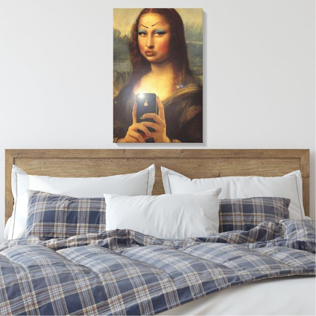 Lienzo Mona Lisa haciendo una cara divertida con maquilla (Insitu(Dormitorio))