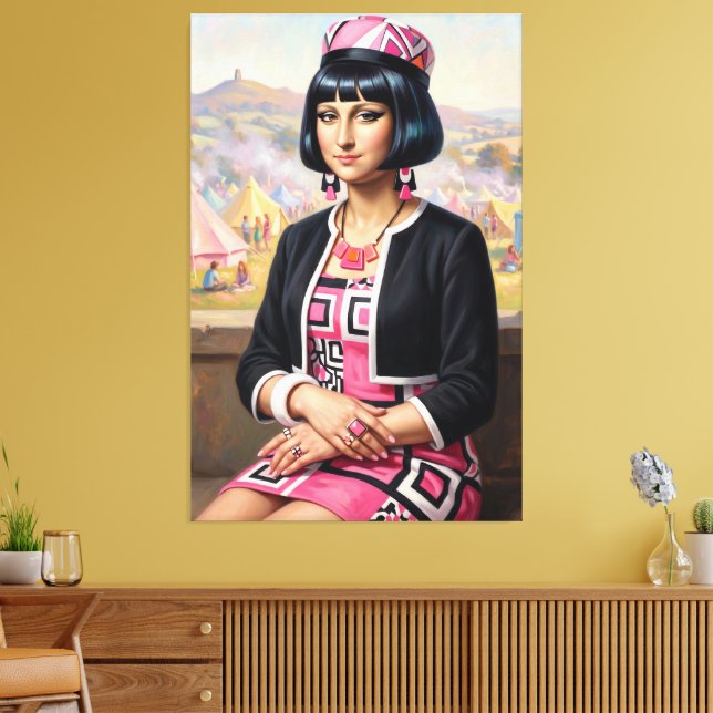 Lienzo Mona Lisa Reimaginada con Moda de los 60 (Insitu (Sala de estar))
