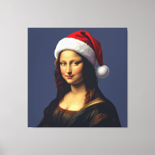 Lienzo Mona Lisa Sombrero de Santa Navidad Cortada