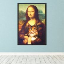 Mona Lisa sosteniendo a su gato mascota Leonardo d