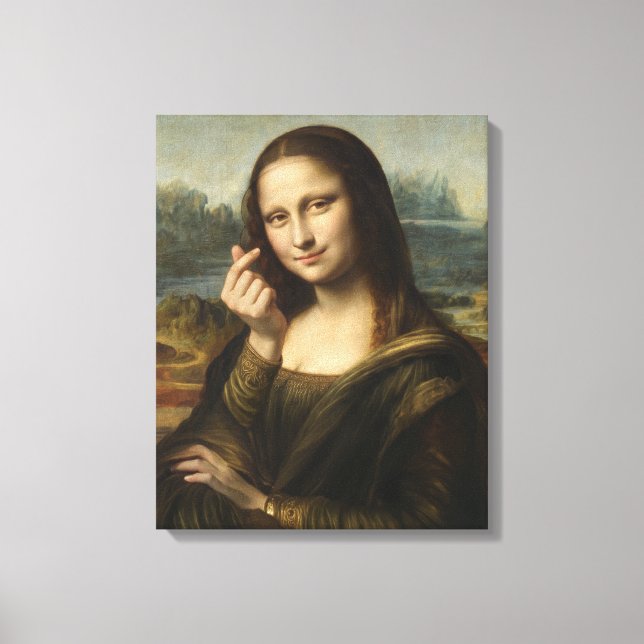 Lienzo Mona Lisa striking a "Kyun Pose" (Anverso)