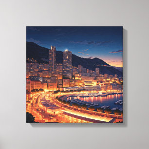 Lienzo Mónaco Monte Carlo de noche