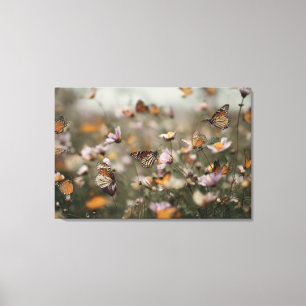 Lienzo Monarcas y flores silvestres Paisaje soñado de hor