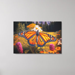 Lienzo Monarch Butterfly Mountain Beautiful Meadow Nature