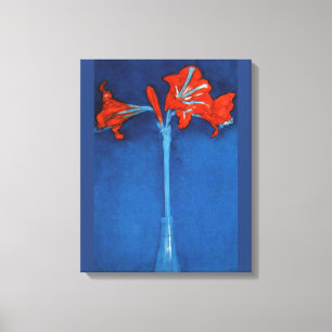 Lienzo Mondrian - Amaryllis en fondo azul